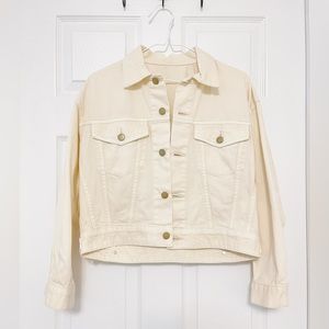 Majestic Legon Cropped Jean Jacket Size M Ivory Japan Kawaii Spring Summer